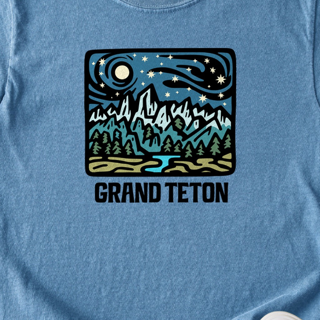 Grand Teton at Night Kids Cotton T-Shirt
