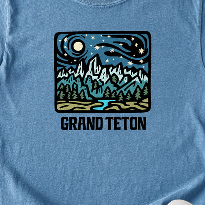 Grand Teton at Night Kids Cotton T-Shirt