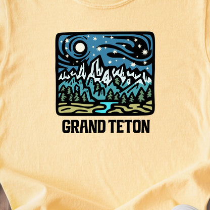 Grand Teton at Night Kids Cotton T-Shirt