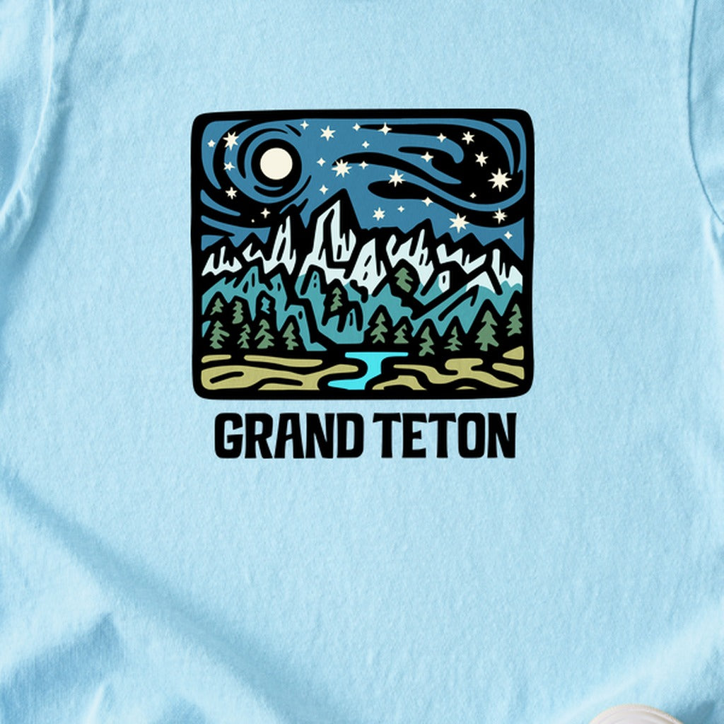 Grand Teton at Night Kids Cotton T-Shirt