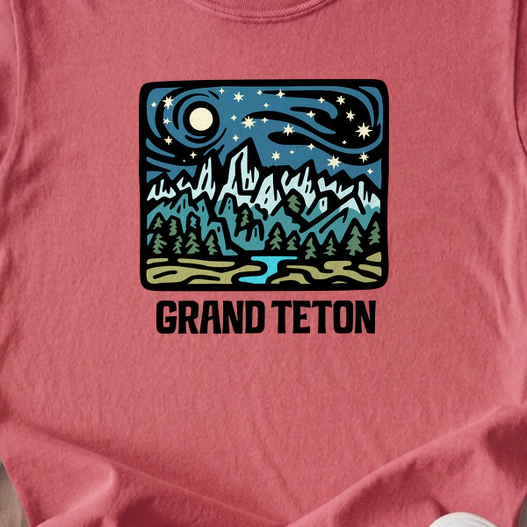 Grand Teton at Night Kids Cotton T-Shirt