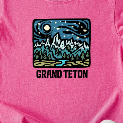 Grand Teton at Night Kids Cotton T-Shirt