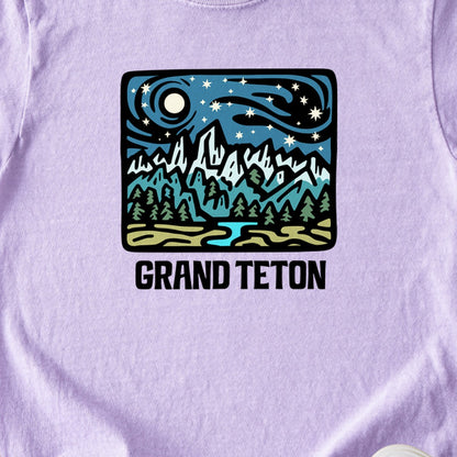 Grand Teton at Night Kids Cotton T-Shirt