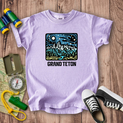 Grand Teton at Night Kids Cotton T-Shirt