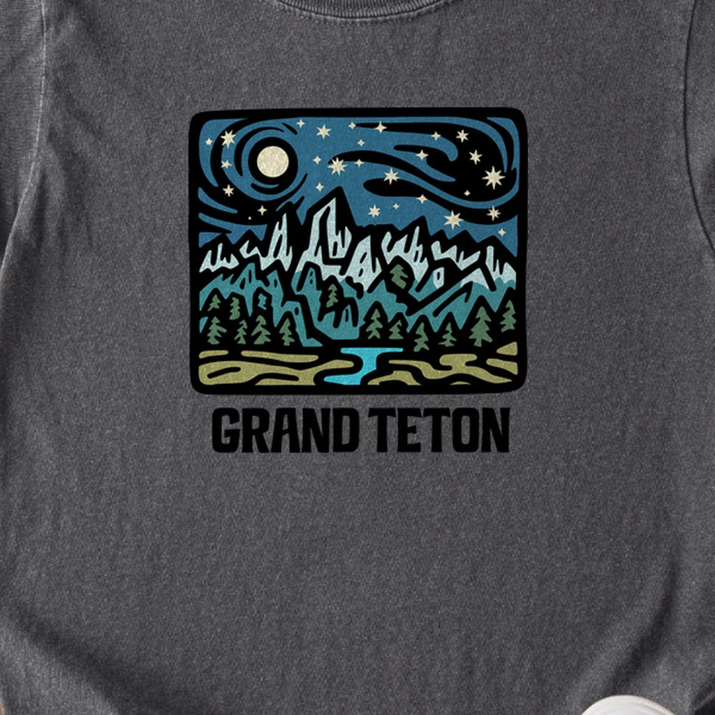 Grand Teton at Night Kids Cotton T-Shirt