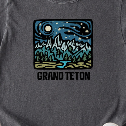 Grand Teton at Night Kids Cotton T-Shirt