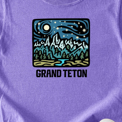 Grand Teton at Night Kids Cotton T-Shirt