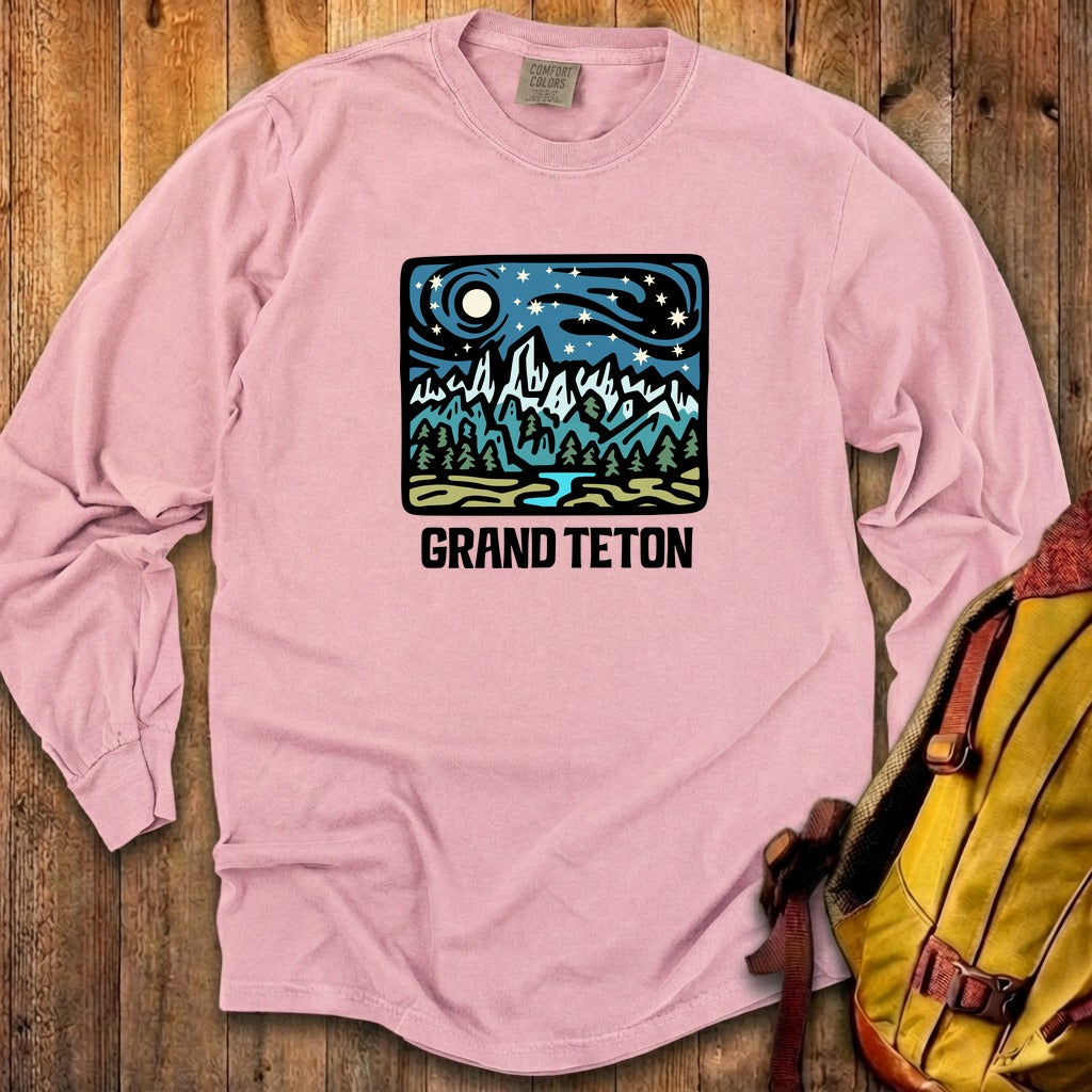 Grand Teton at Night Cotton Long Sleeve