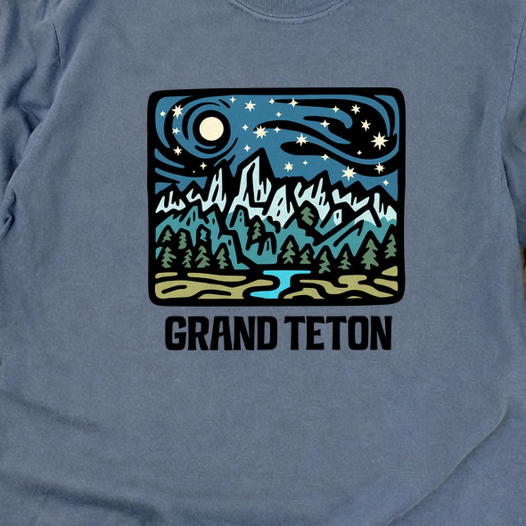 Grand Teton at Night Cotton Long Sleeve