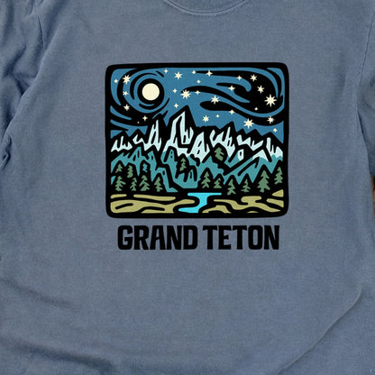 Grand Teton at Night Cotton Long Sleeve