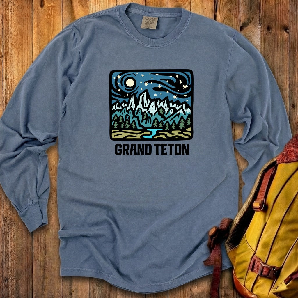 Grand Teton at Night Cotton Long Sleeve