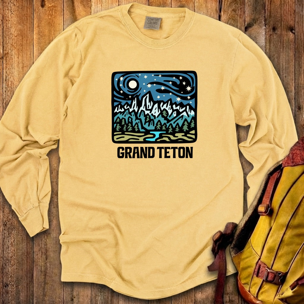 Grand Teton at Night Cotton Long Sleeve