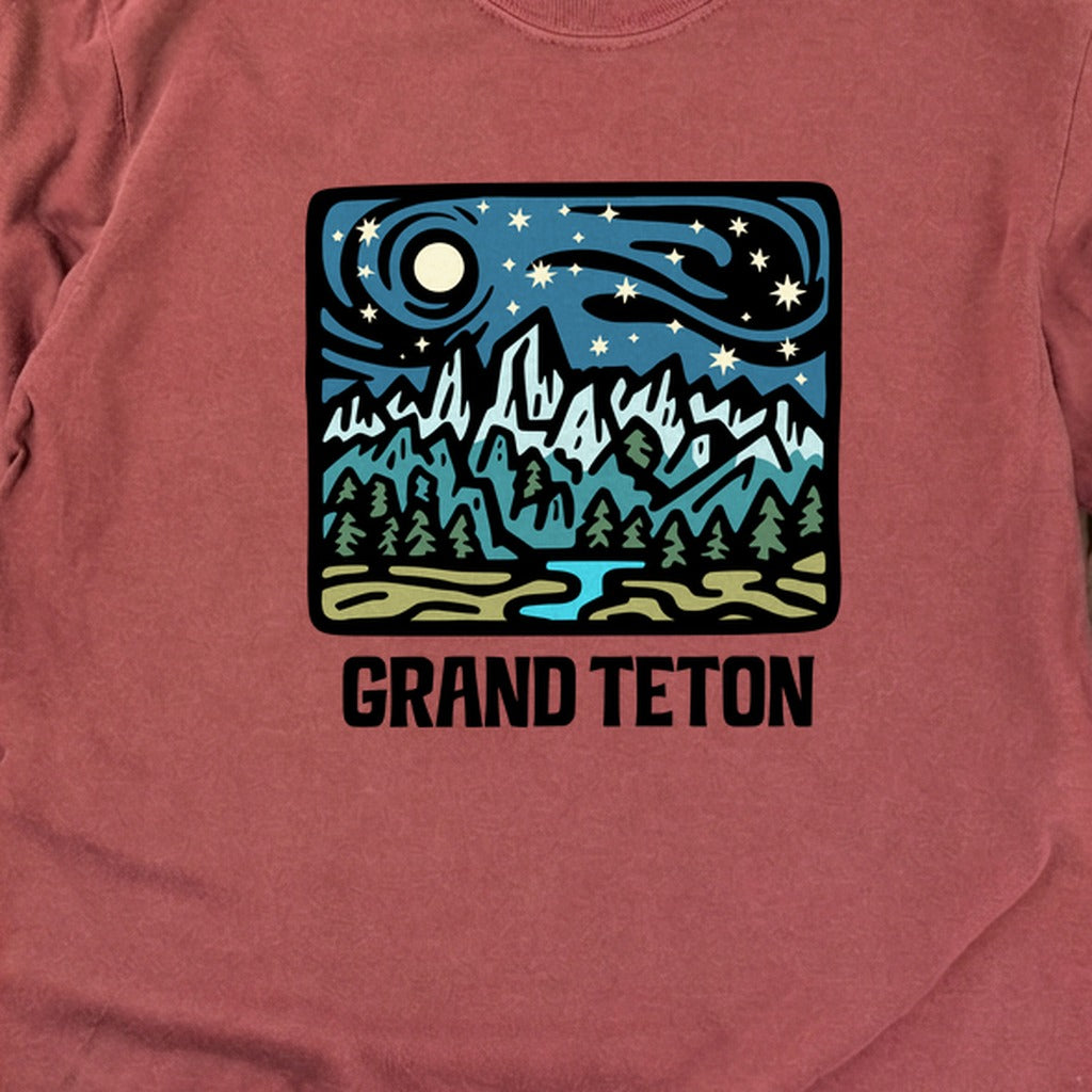 Grand Teton at Night Cotton Long Sleeve