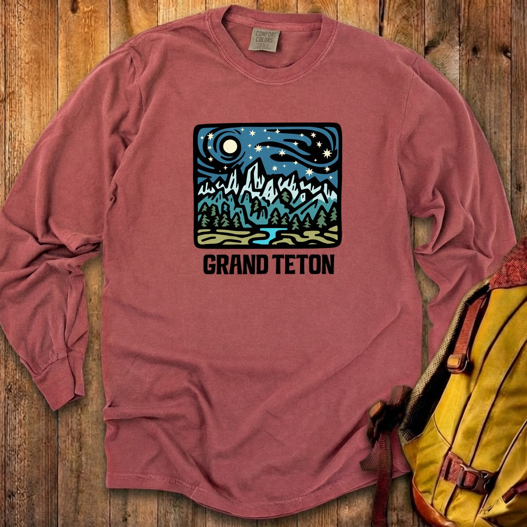 Grand Teton at Night Cotton Long Sleeve