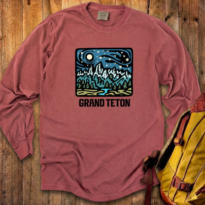 Grand Teton at Night Cotton Long Sleeve