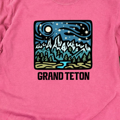 Grand Teton at Night Cotton Long Sleeve