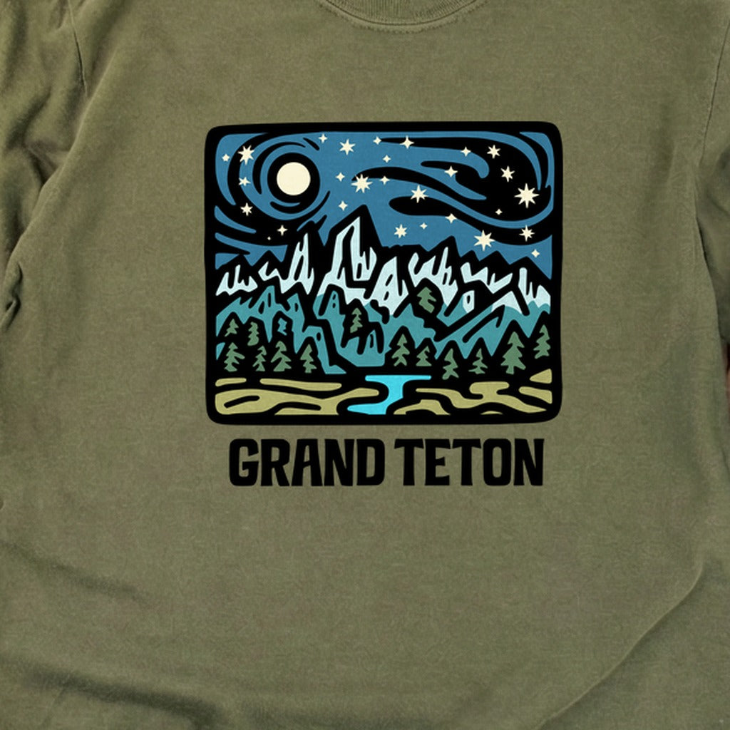 Grand Teton at Night Cotton Long Sleeve