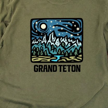 Grand Teton at Night Cotton Long Sleeve