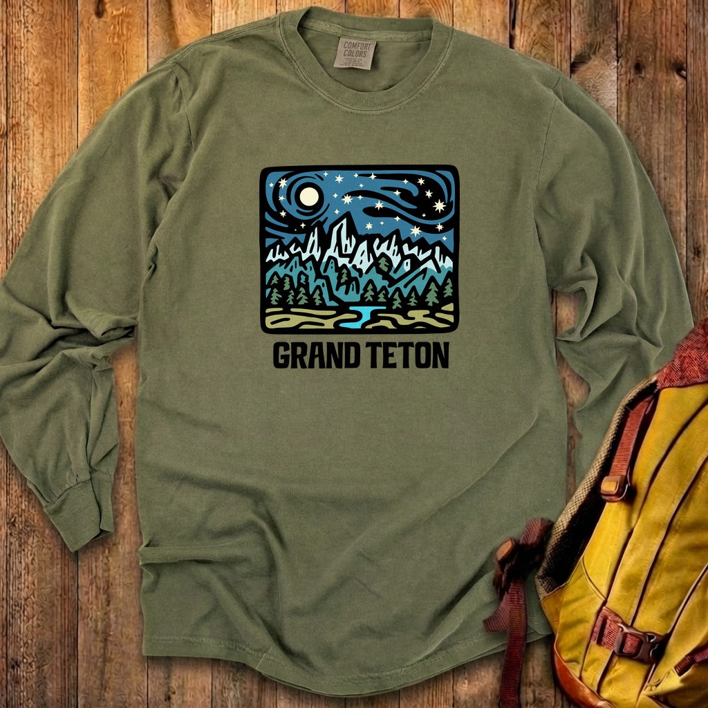 Grand Teton at Night Cotton Long Sleeve