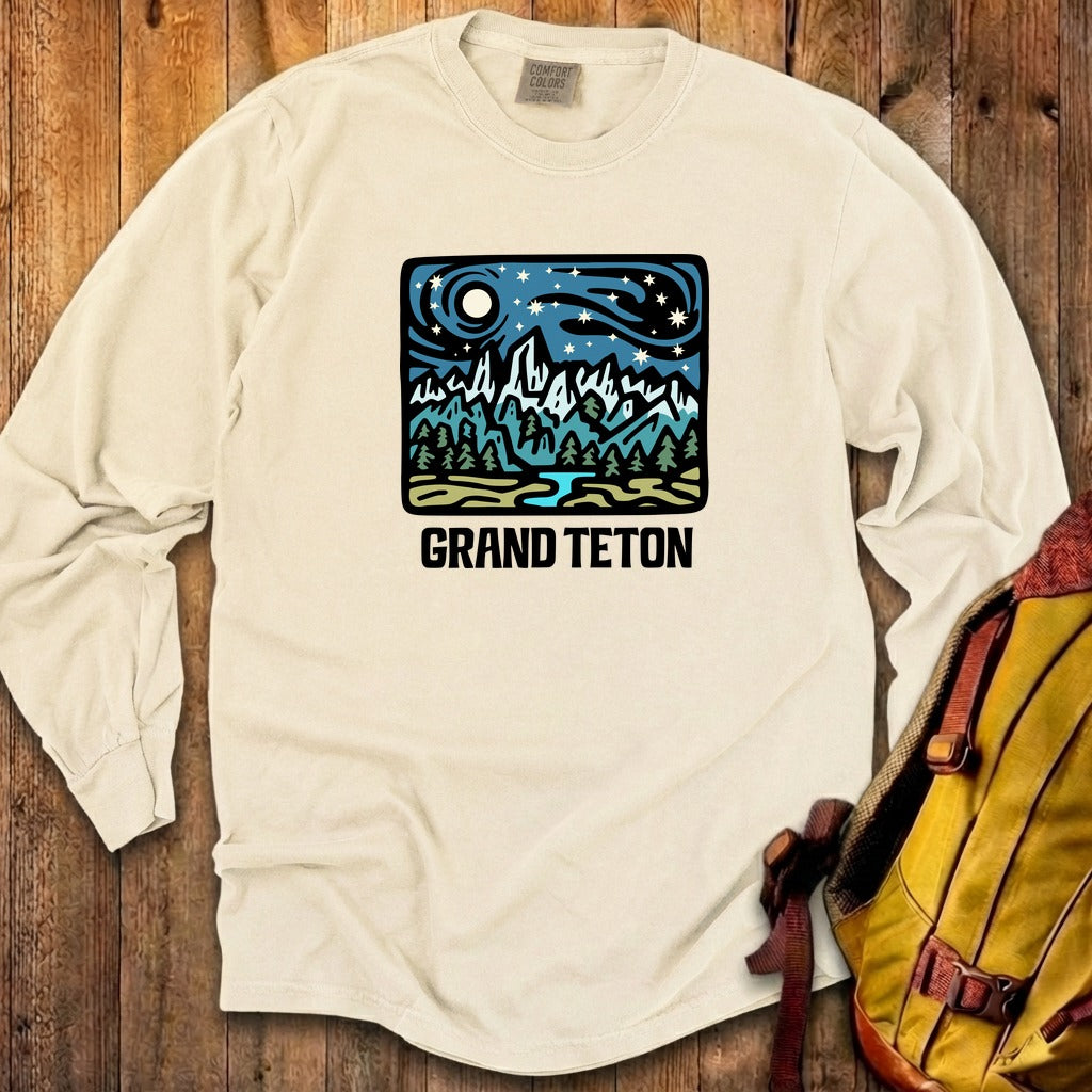 Grand Teton at Night Cotton Long Sleeve