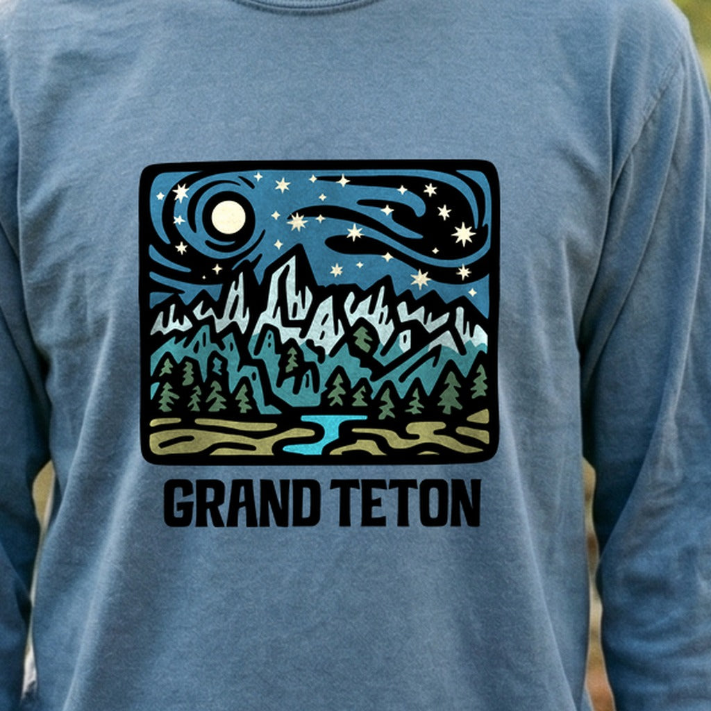 Grand Teton at Night Cotton Long Sleeve
