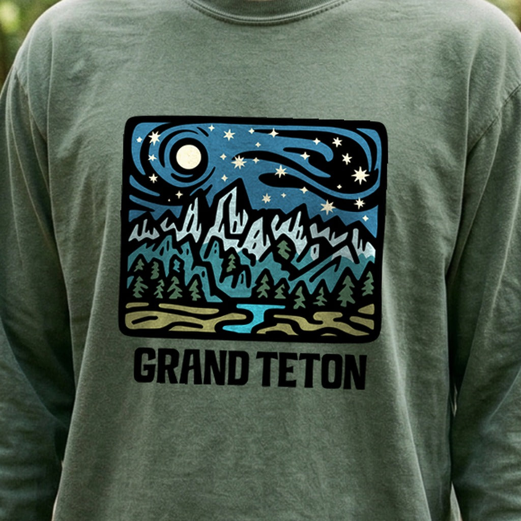 Grand Teton at Night Cotton Long Sleeve