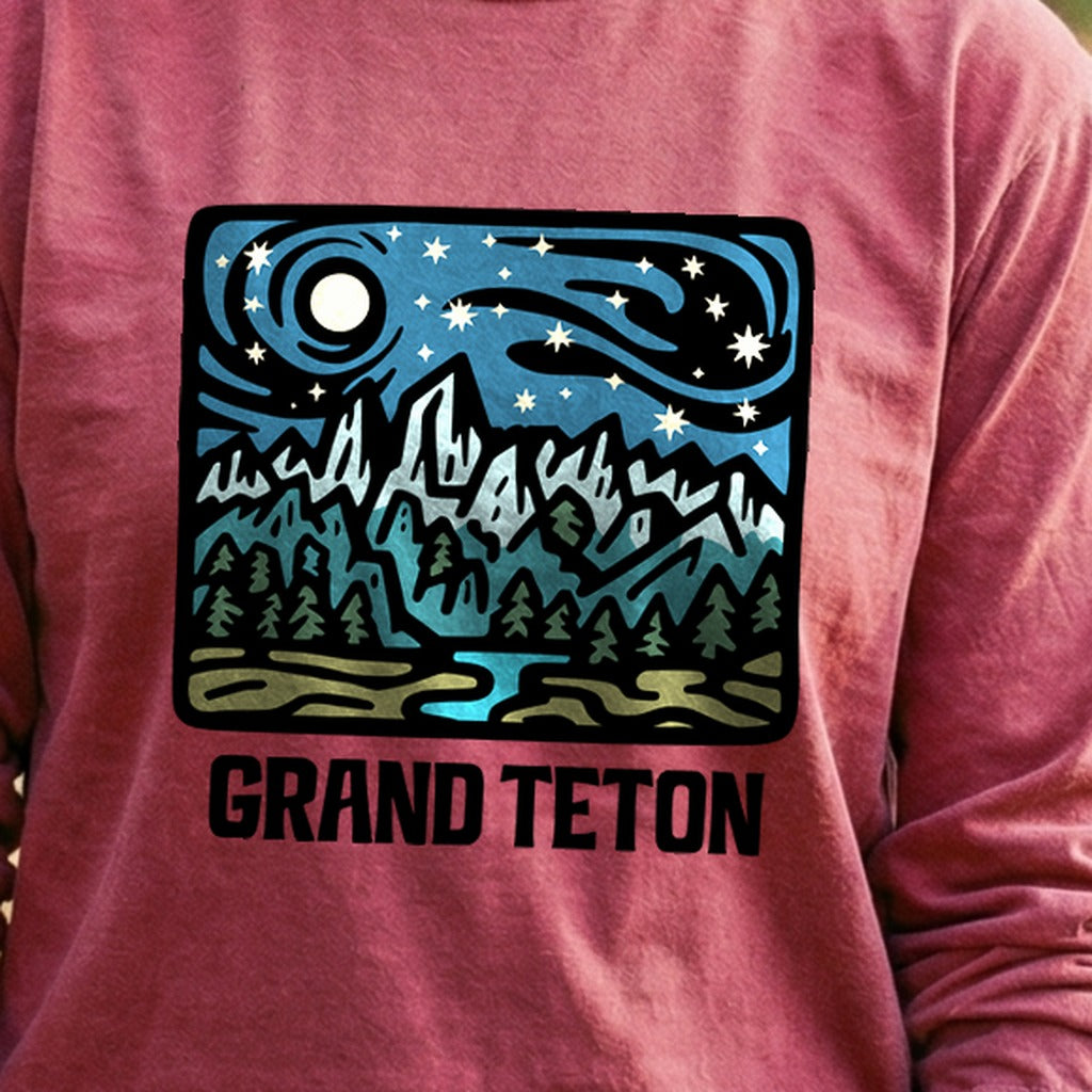 Grand Teton at Night Cotton Long Sleeve