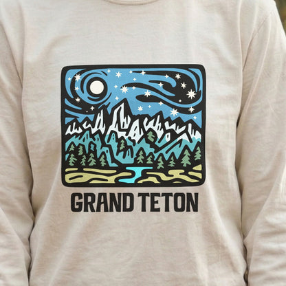 Grand Teton at Night Cotton Long Sleeve