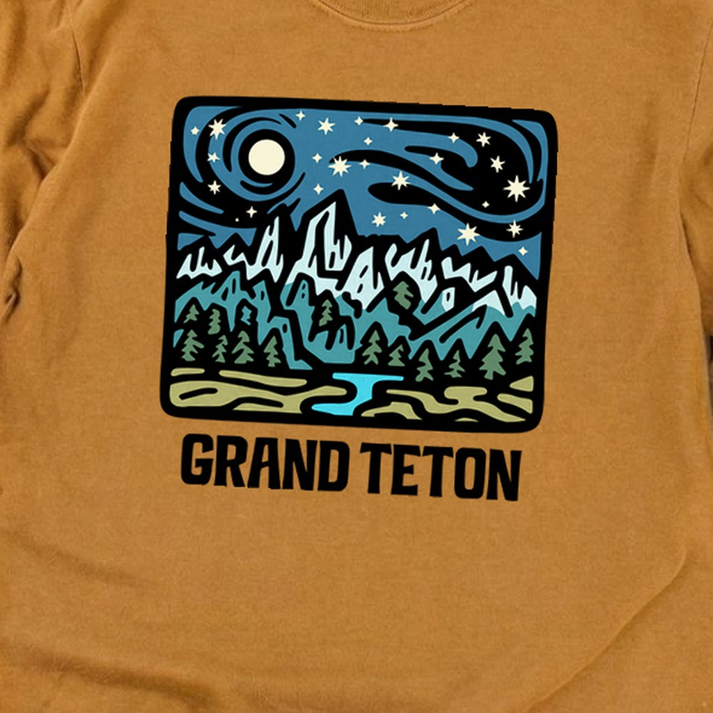 Grand Teton at Night Cotton Long Sleeve