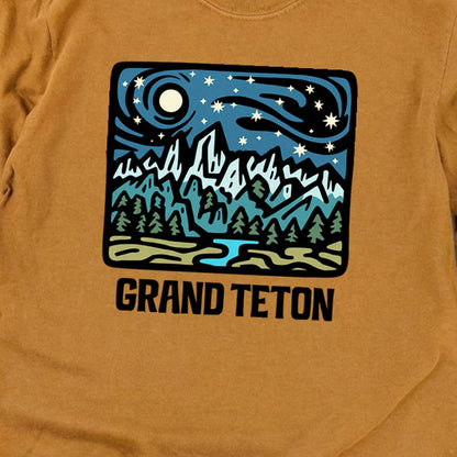 Grand Teton at Night Cotton Long Sleeve