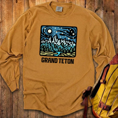 Grand Teton at Night Cotton Long Sleeve