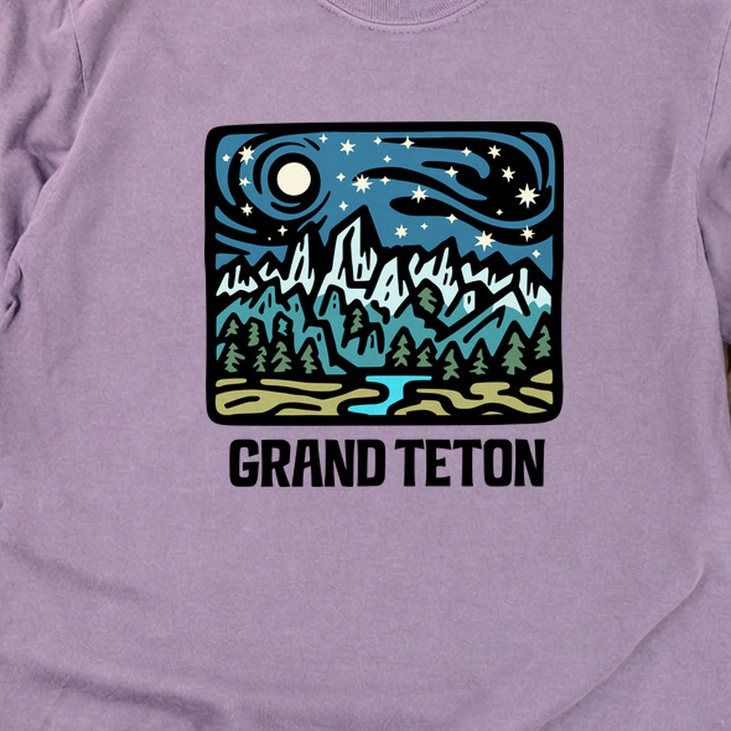 Grand Teton at Night Cotton Long Sleeve