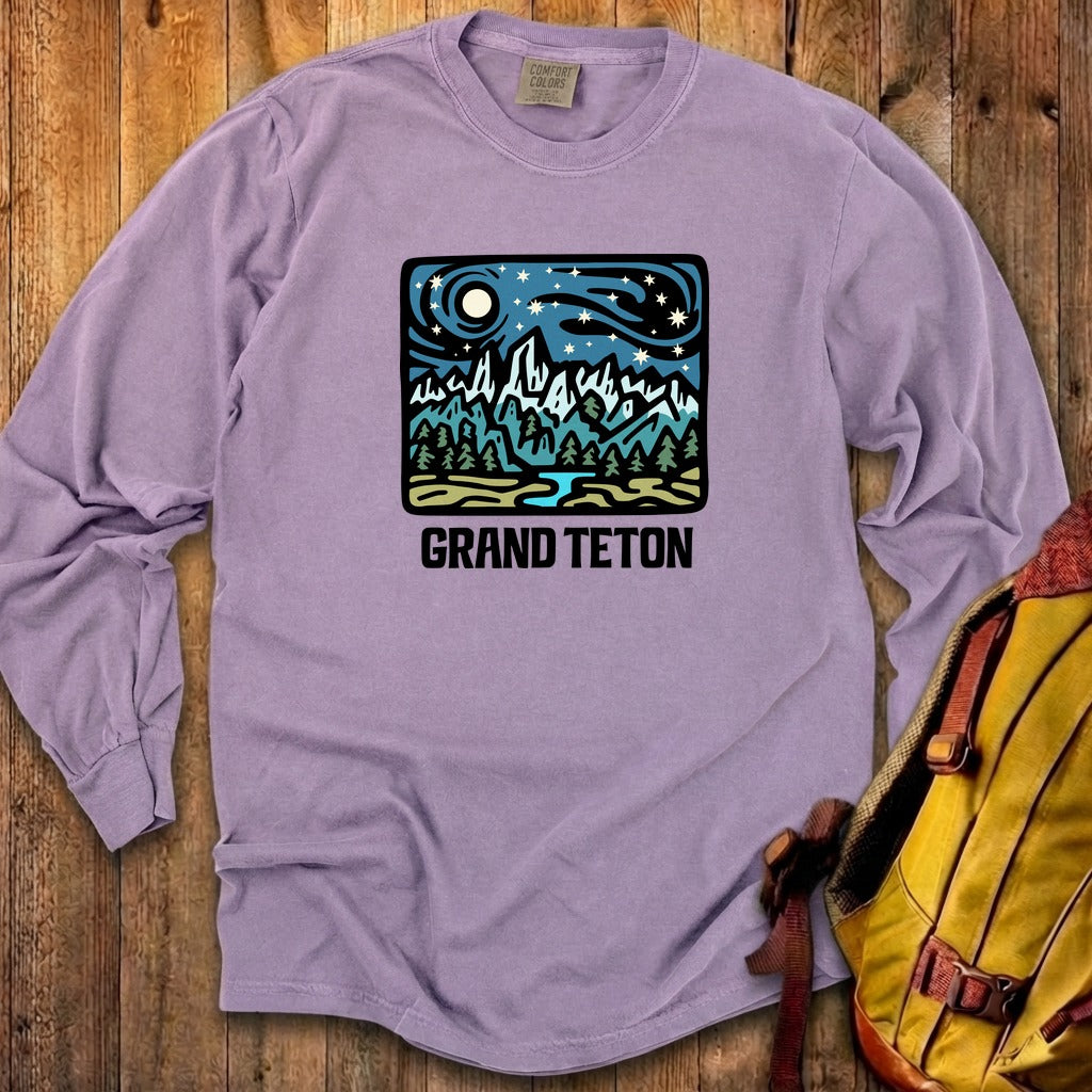 Grand Teton at Night Cotton Long Sleeve