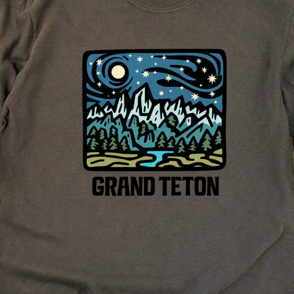 Grand Teton at Night Cotton Long Sleeve