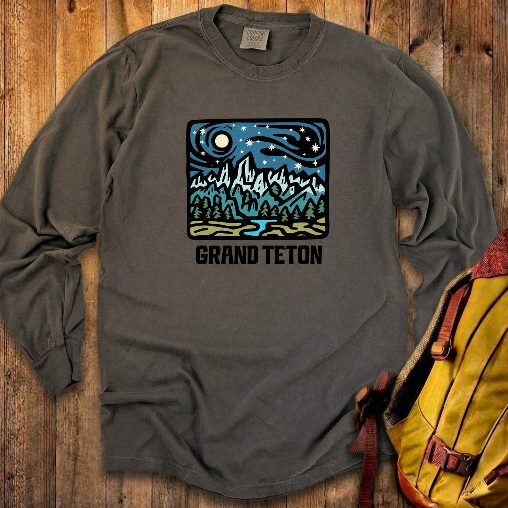 Grand Teton at Night Cotton Long Sleeve