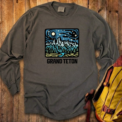 Grand Teton at Night Cotton Long Sleeve