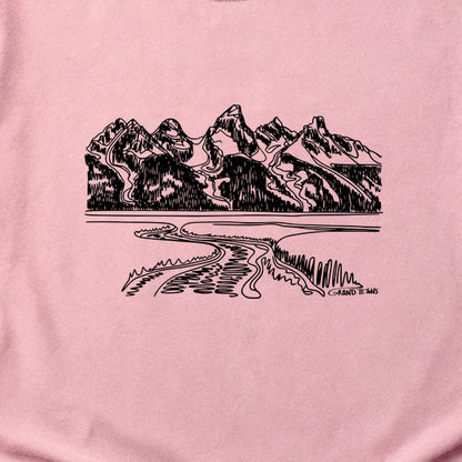 Grand Tetons Line Drawing Cotton T-Shirt