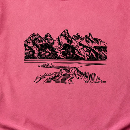 Grand Tetons Line Drawing Cotton T-Shirt