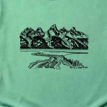 Grand Tetons Line Drawing Cotton T-Shirt