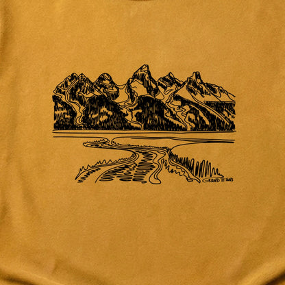 Grand Tetons Line Drawing Cotton T-Shirt
