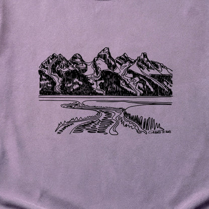 Grand Tetons Line Drawing Cotton T-Shirt