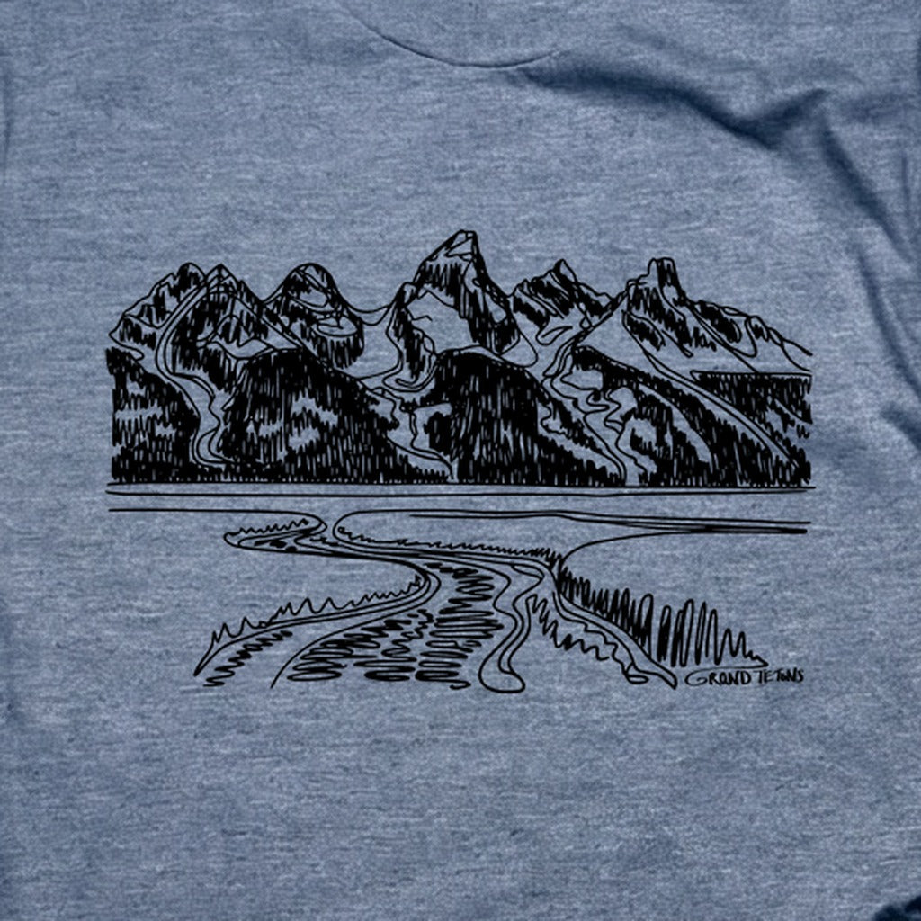 Grand Tetons Line Drawing T-Shirt