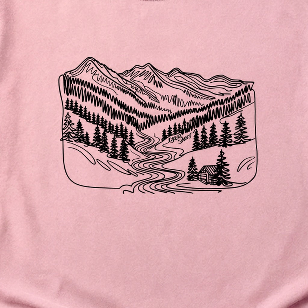 Great Smoky Line Drawing Cotton T-Shirt