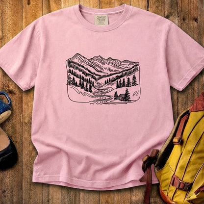 Great Smoky Line Drawing Cotton T-Shirt