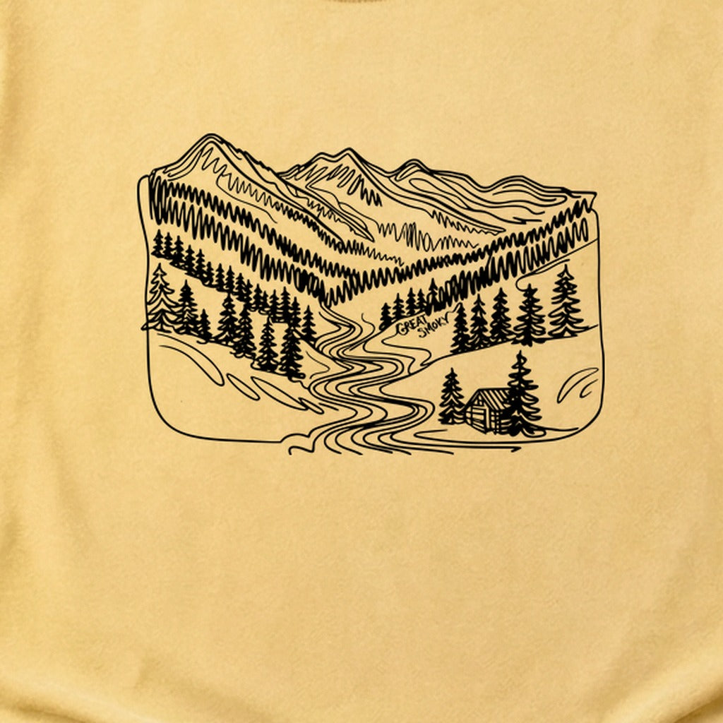 Great Smoky Line Drawing Cotton T-Shirt