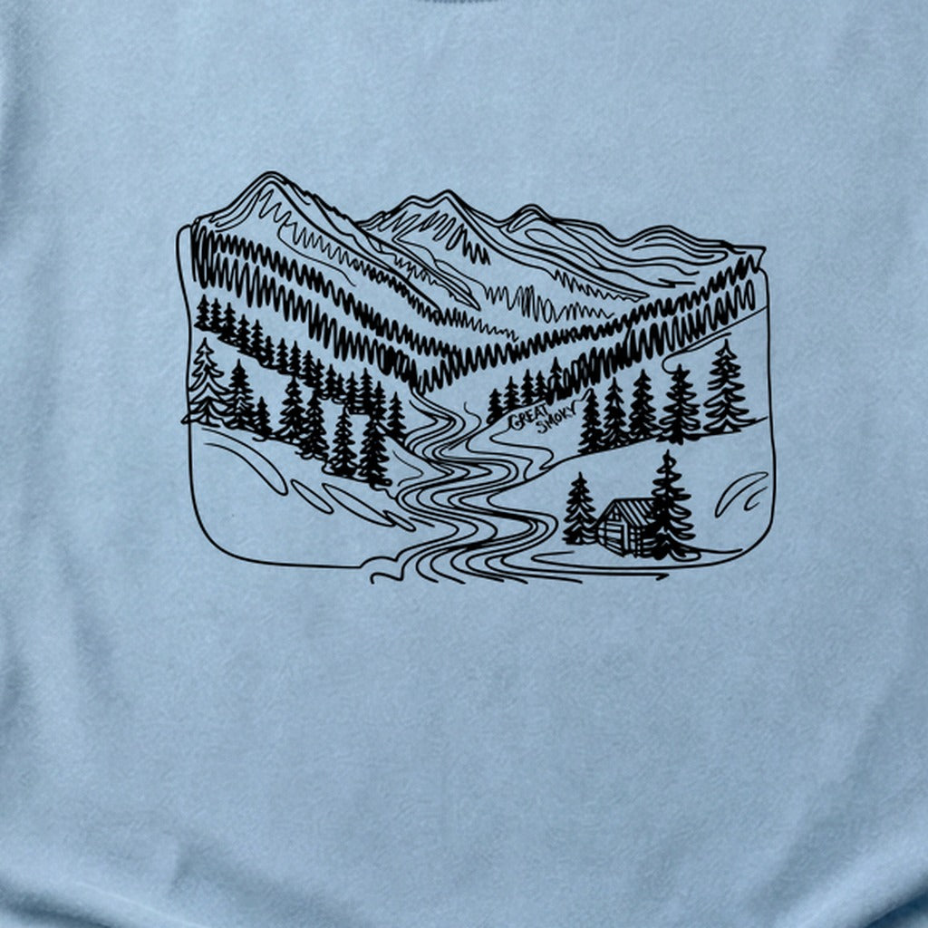 Great Smoky Line Drawing Cotton T-Shirt