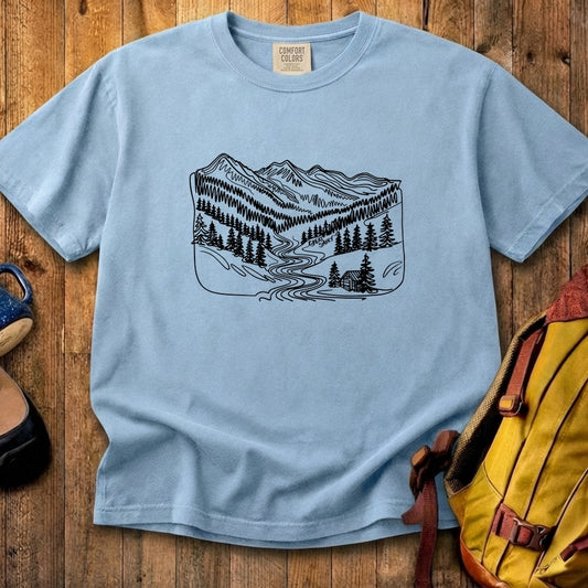 Great Smoky Line Drawing Cotton T-Shirt