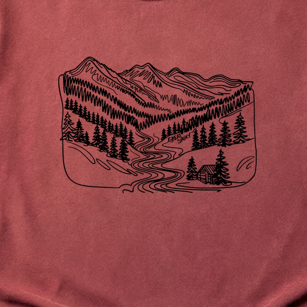 Great Smoky Line Drawing Cotton T-Shirt