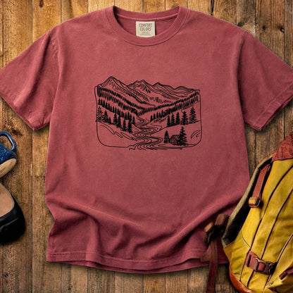 Great Smoky Line Drawing Cotton T-Shirt