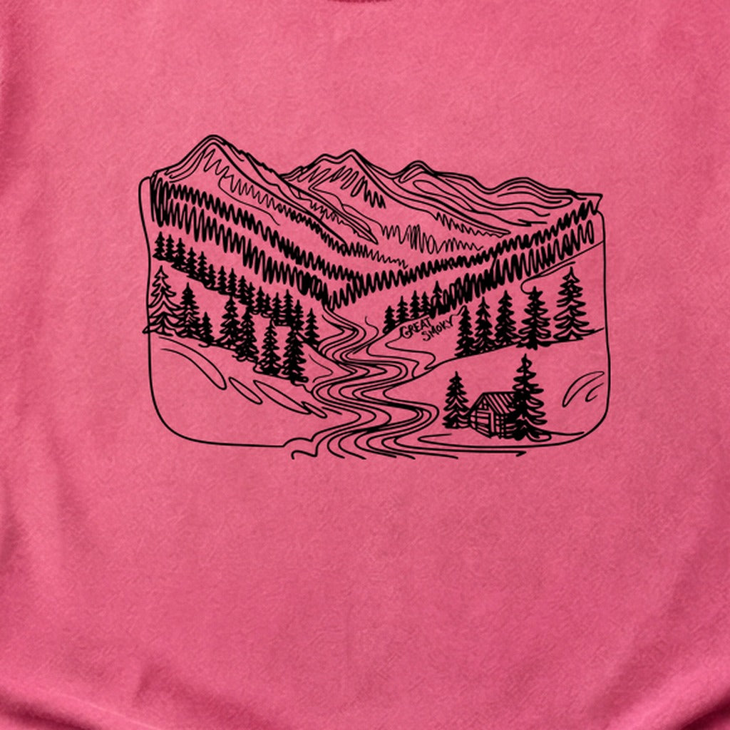 Great Smoky Line Drawing Cotton T-Shirt